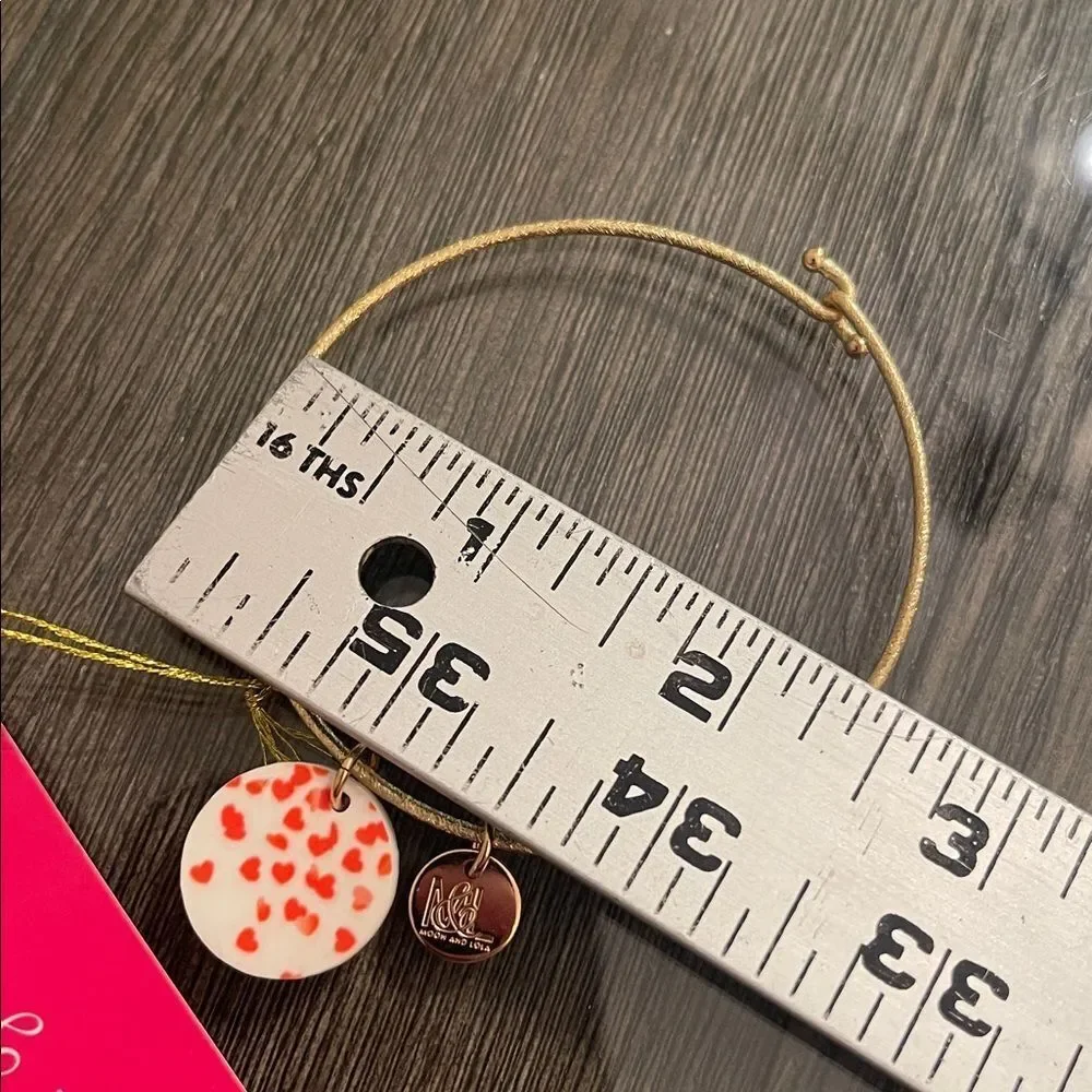 Moon & Lola Gold Bracelet with White Disc with Red Heart Details Valentine’s Day
